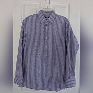 Men’s Hugo Boss Purple Striped Dress Shirt | Size 16R | Regular Fit